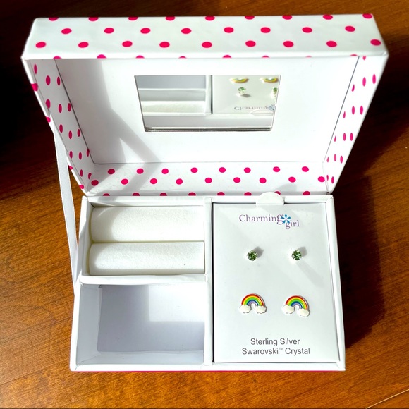Jewelry - STERLING SILVER SWAROVSKI CRYSTAL STUDS & RAINBOW COLORFUL EARRINGS